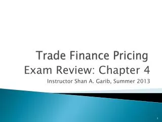Trade Finance Pricing