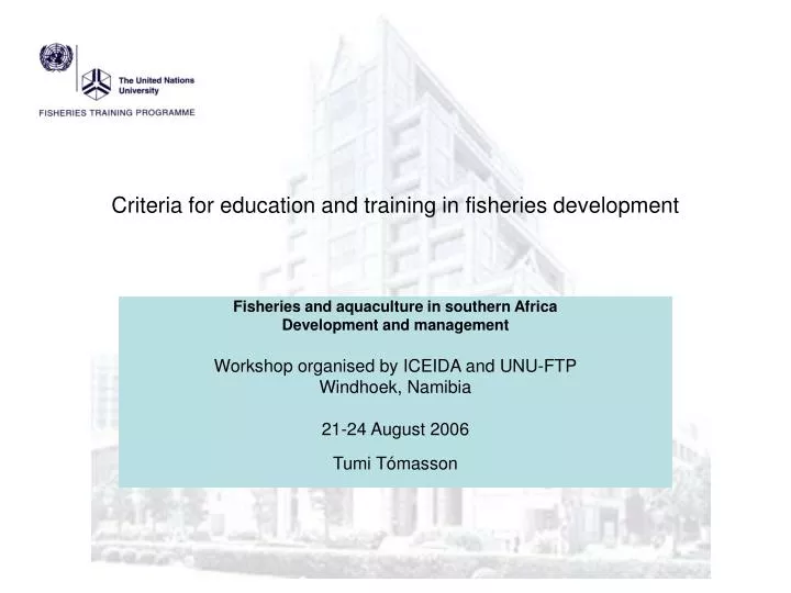 criteria for education and training in fisheries development