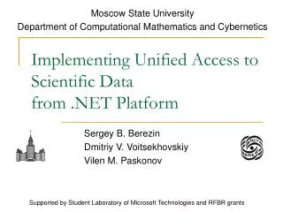 Implementing Unified Access to Scientific Data from .NET Platform