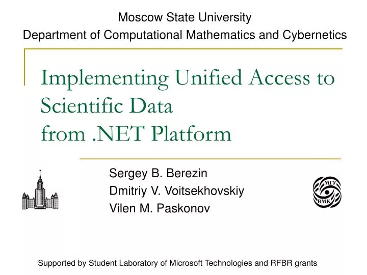 implementing unified access to scientific data from net platform