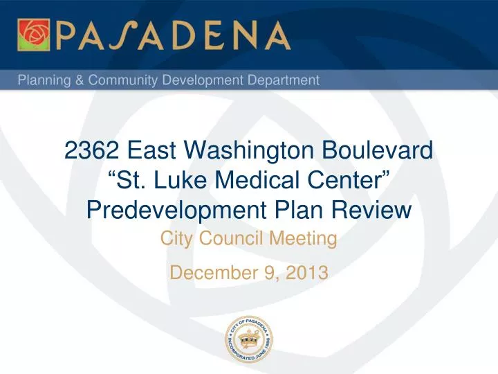 2362 east washington boulevard st luke medical center predevelopment plan review