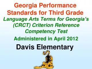 Georgia Performance Standards for Third Grade