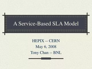 A Service-Based SLA Model