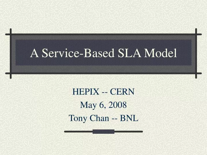 a service based sla model