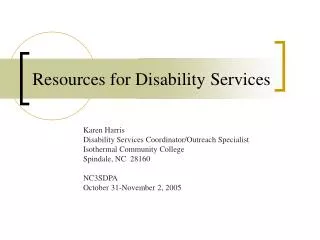 Resources for Disability Services