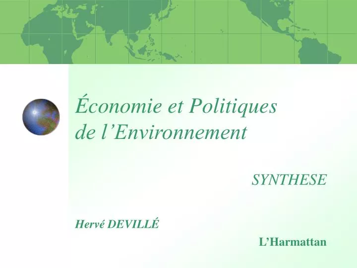 conomie et politiques de l environnement