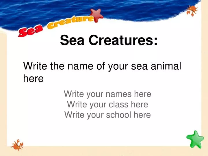 write the name of your sea animal here