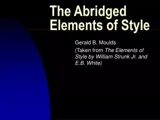 The Abridged Elements of Style