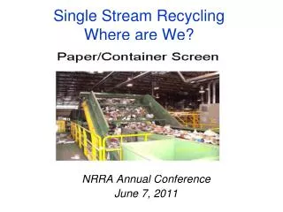 Single Stream Recycling Where are We?