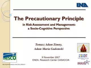 The Precautionary Principle in Risk Assessment and Management:  a Socio-Cognitive Perspective