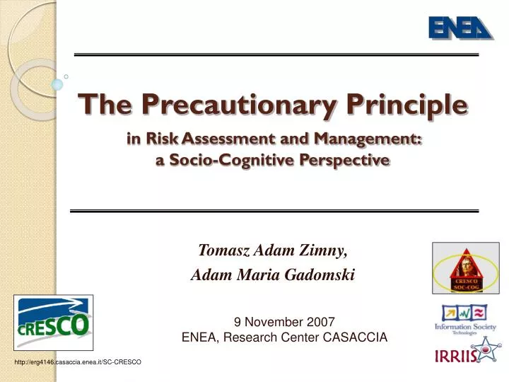 the precautionary principle in risk assessment and management a socio cognitive perspective