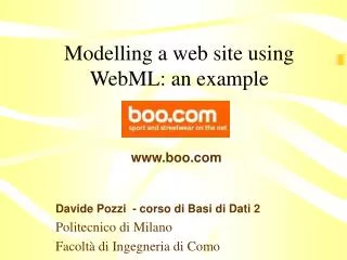 Modelling a web site using WebML: an example