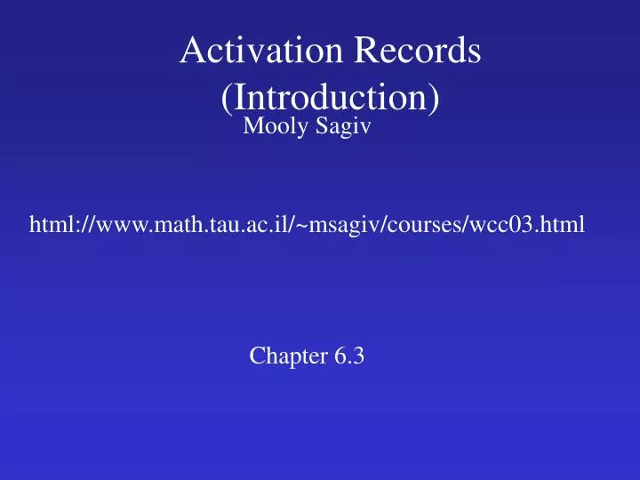 activation records introduction