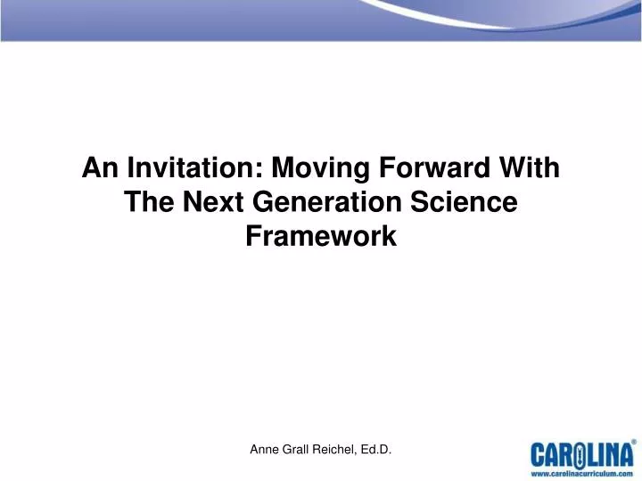 an invitation moving forward with the next generation science framework