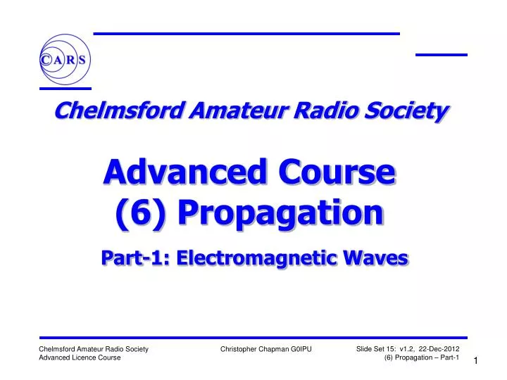 chelmsford amateur radio society advanced course 6 propagation part 1 electromagnetic waves