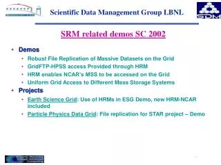 Scientific Data Management Group LBNL