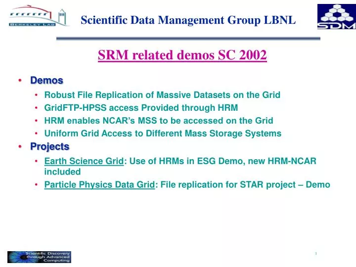 scientific data management group lbnl