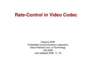 Rate-Control in Video Codec