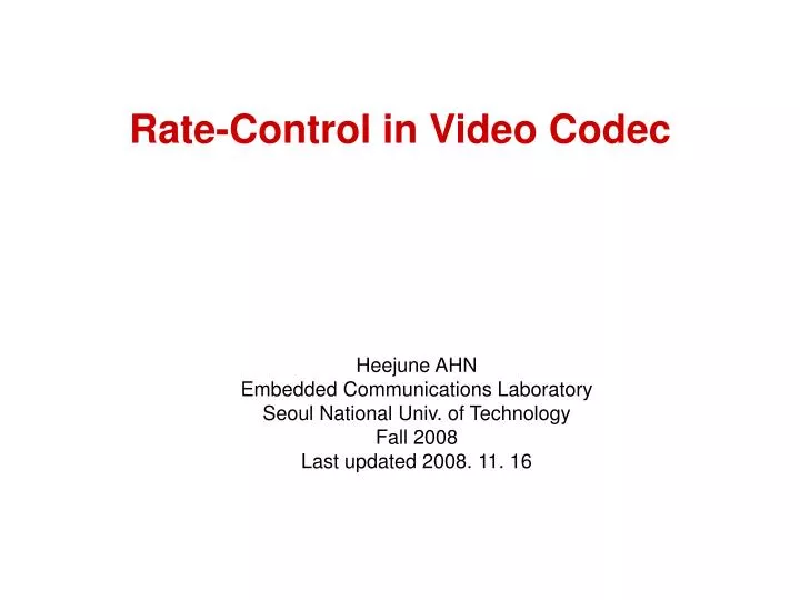 rate control in video codec