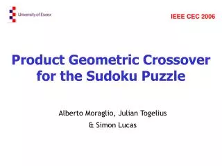 Product Geometric Crossover for the Sudoku Puzzle