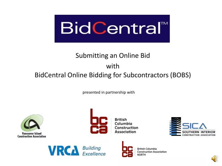 submitting an online bid with bidcentral online bidding for subcontractors bobs