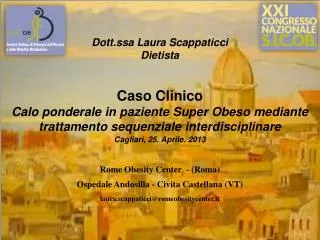 Dott.ssa Laura Scappaticci Dietista Caso Clinico