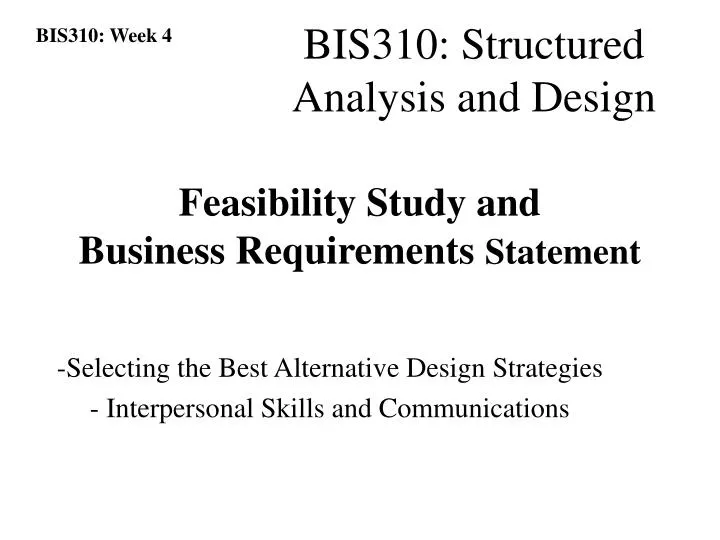 feasibility study and business requirements statement