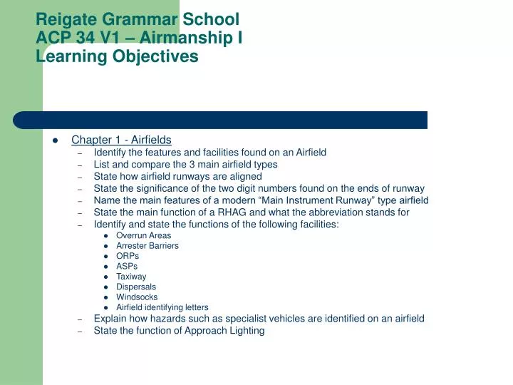 reigate grammar school acp 34 v1 airmanship i learning objectives