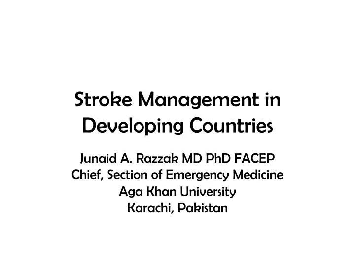 stroke management in developing countries