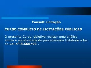 Consult Licitação CURSO COMPLETO DE LICITAÇÕES PÚBLICAS