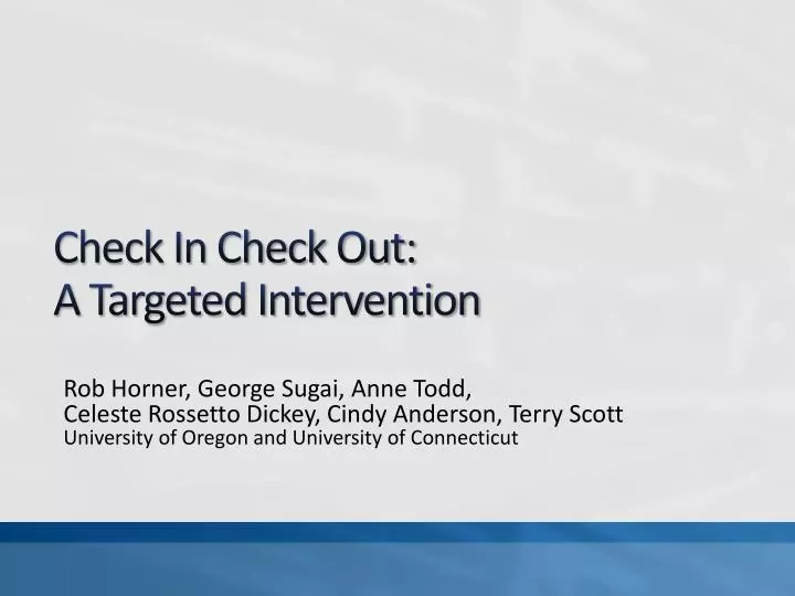 check in check out a targeted intervention