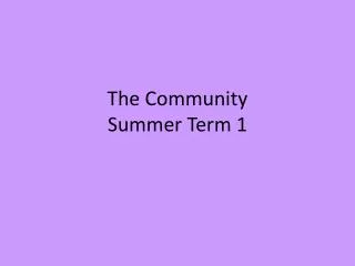 The Community Summer Term 1