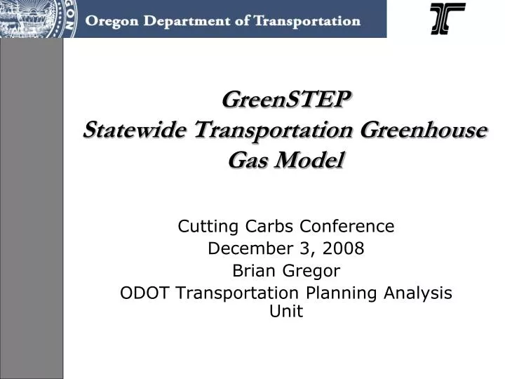 greenstep statewide transportation greenhouse gas model