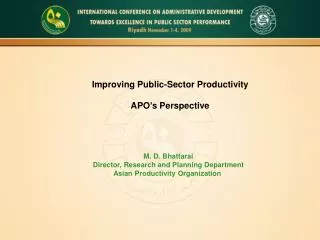 Improving Public-Sector Productivity APO’s Perspective