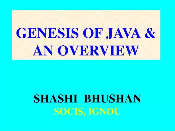 genesis of java an overview
