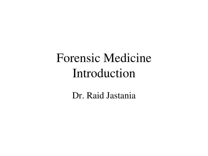 forensic medicine introduction
