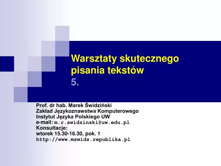 warsztaty skutecznego pisania tekst w 5