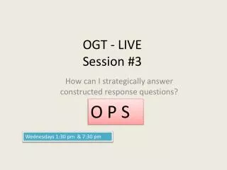 OGT - LIVE Session #3