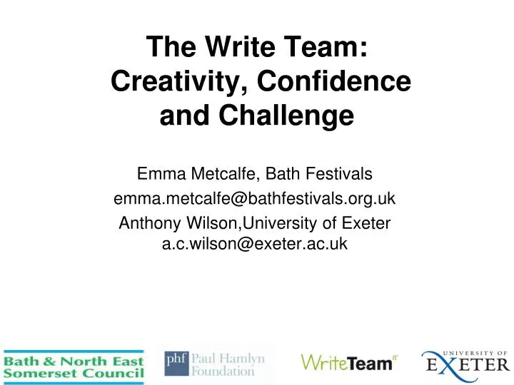 the write team creativity confidence and challenge
