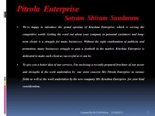 Pitrola Enterprise Satyam Shivam Sundaram