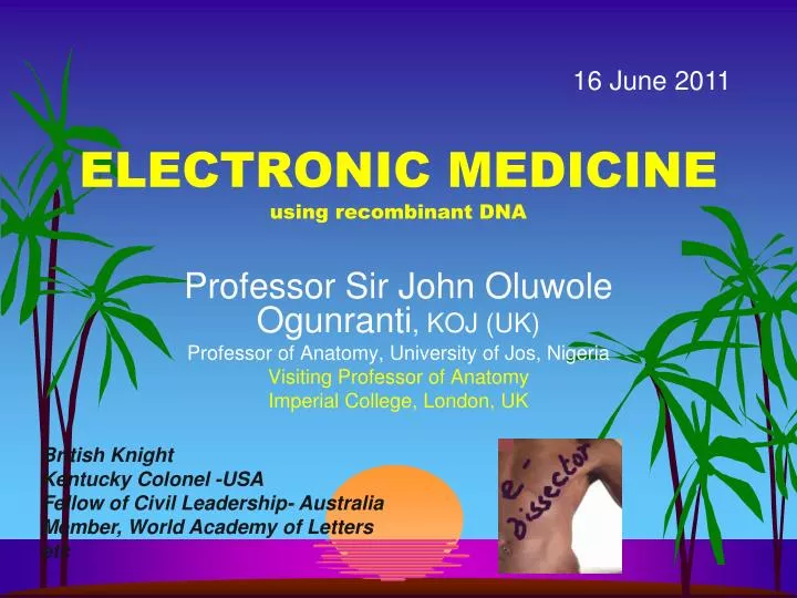 electronic medicine using recombinant dna