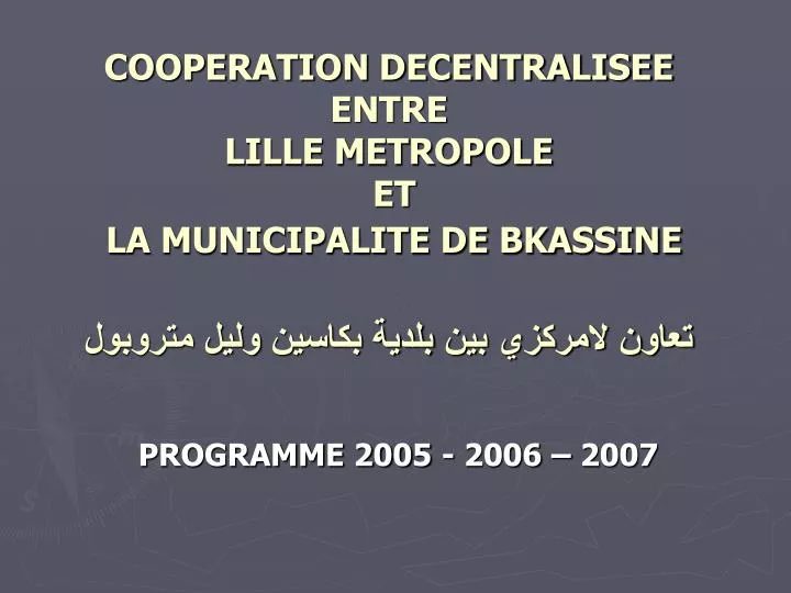 cooperation decentralisee entre lille metropole et la municipalite de bkassine