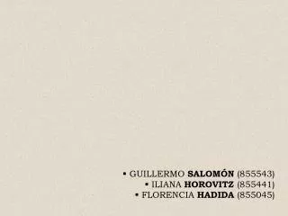 GUILLERMO SALOMÓN (855543) ILIANA HOROVITZ (855441) FLORENCIA HADIDA (855045)
