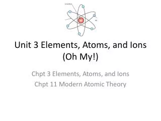 Unit 3 Elements , Atoms, and Ions (Oh My!)