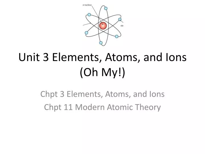 unit 3 elements atoms and ions oh my
