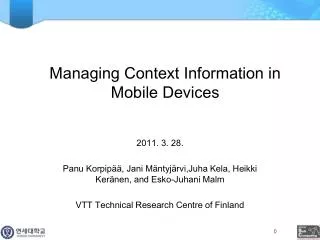 Managing Context Information in Mobile Devices