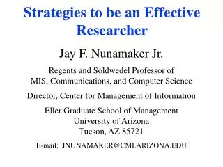 Strategies to be an Effective Researcher