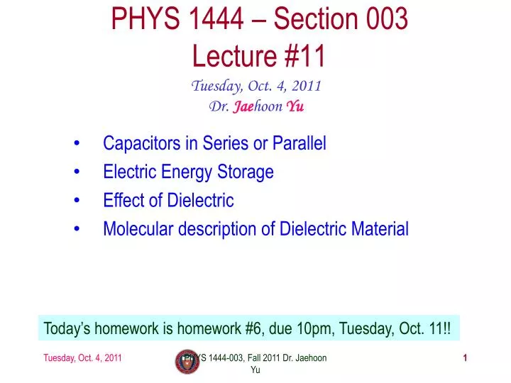 phys 1444 section 003 lecture 11