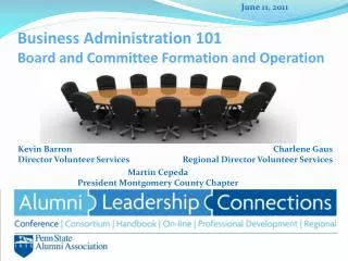 Business Administration 101	 Board and Committee Formation and Operation