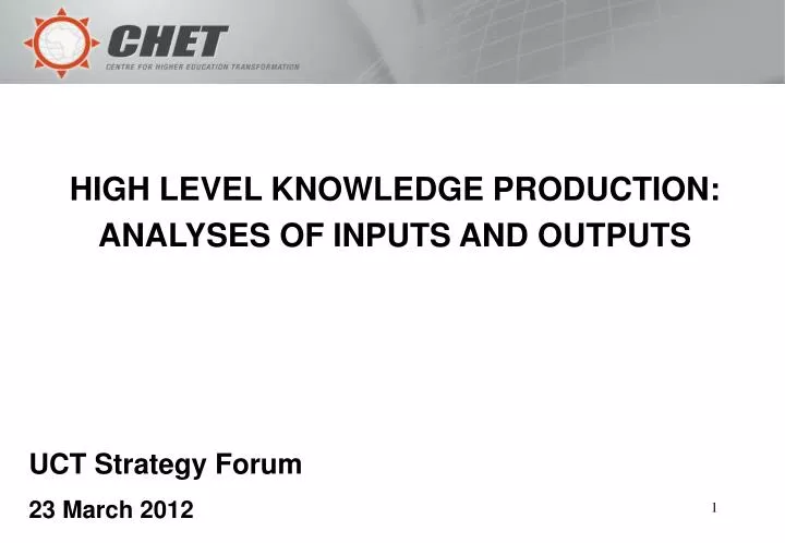 high level knowledge production analyses of inputs and outputs